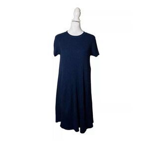 Zara Knit Knee Length Womens Designer Short Sleeve Blue Tshirt Summer Dress US S